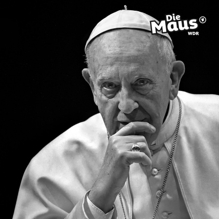 Schwarzweiß-Portrait von Papst Franziskus